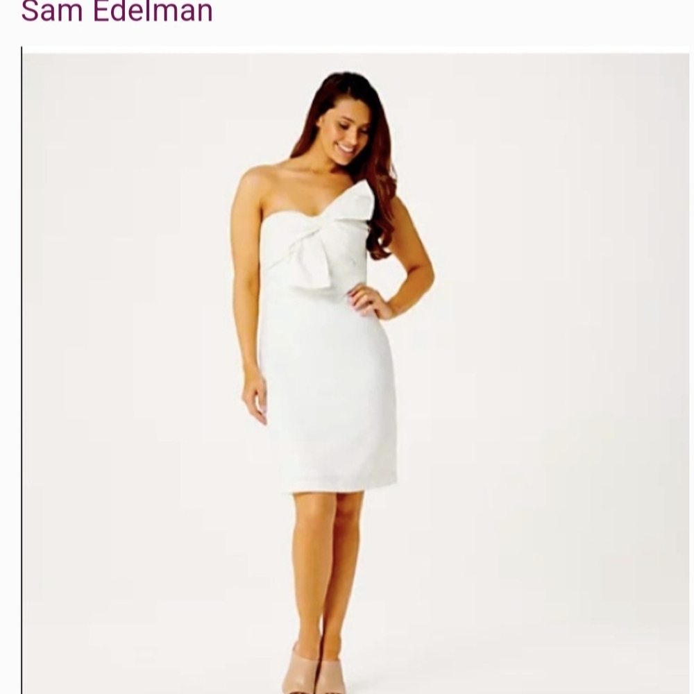 Sam Edelman Bow Tie Strapless Fab White Dress, SZ 4, NWT